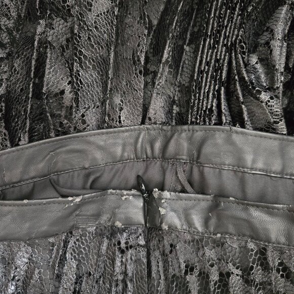 Free People Pretty Pleats Lace Skirt SZ 4 Black - Picture 10 of 14